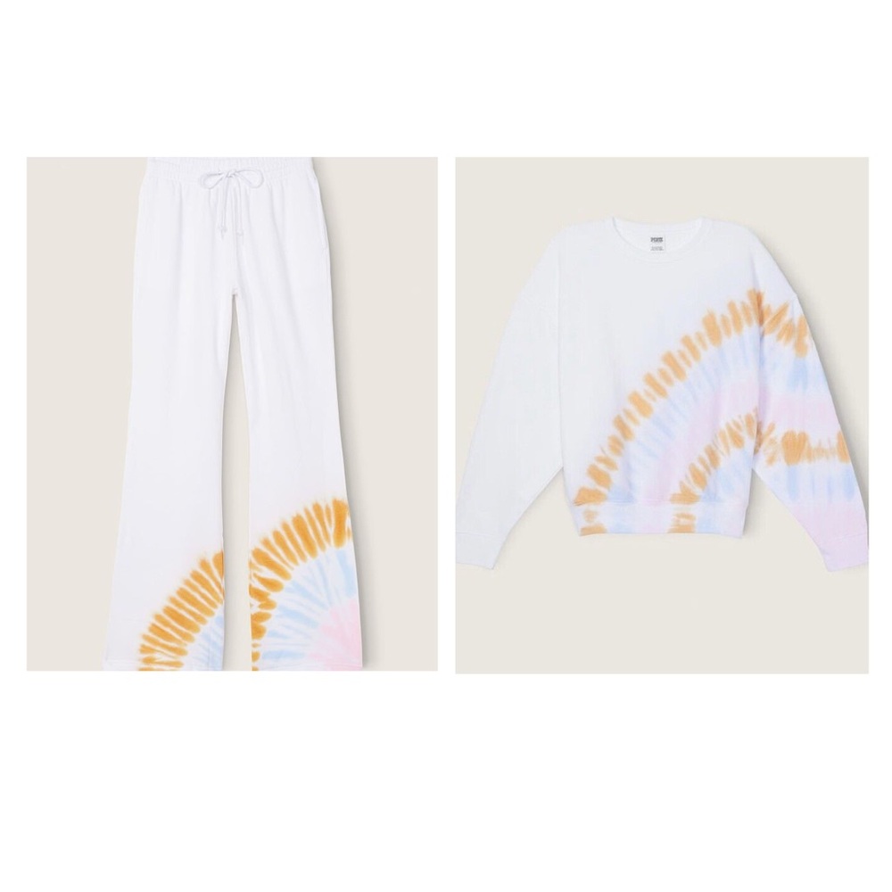 White Tie-Dye Sweatshirt and Pants Set